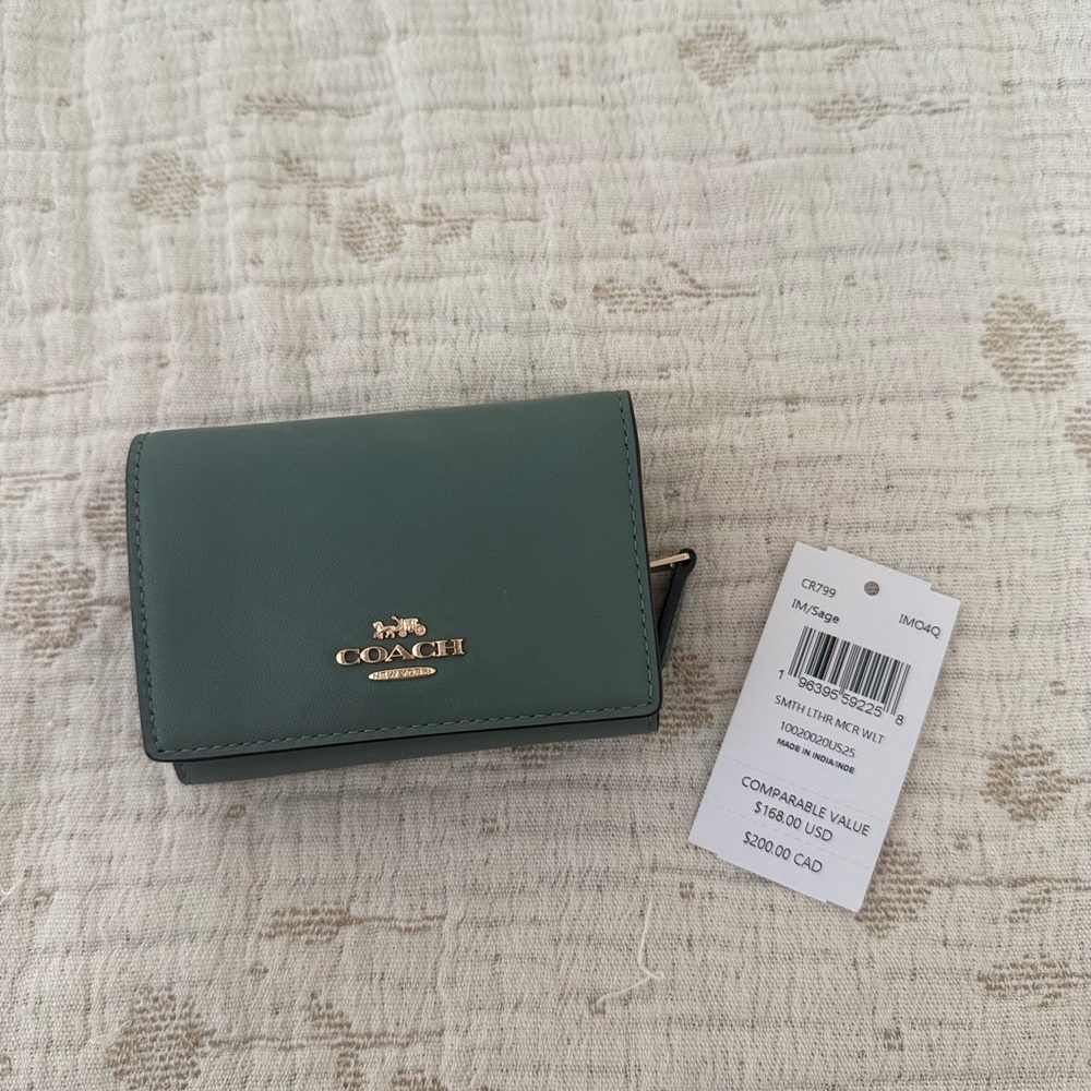 Leather Sage Green Coach  Wallet